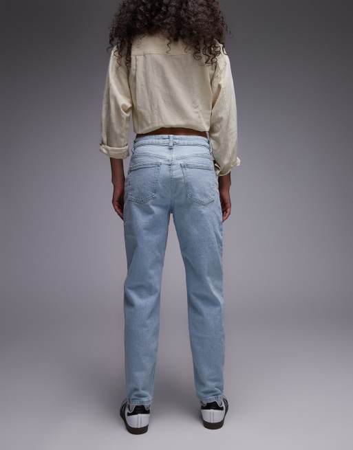Mango Newmom mom jeans in bleach washed blue, 3 of 5
