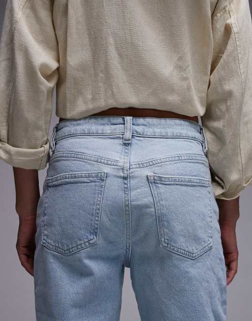 Mango Newmom mom jeans in bleach washed blue, 4 of 5