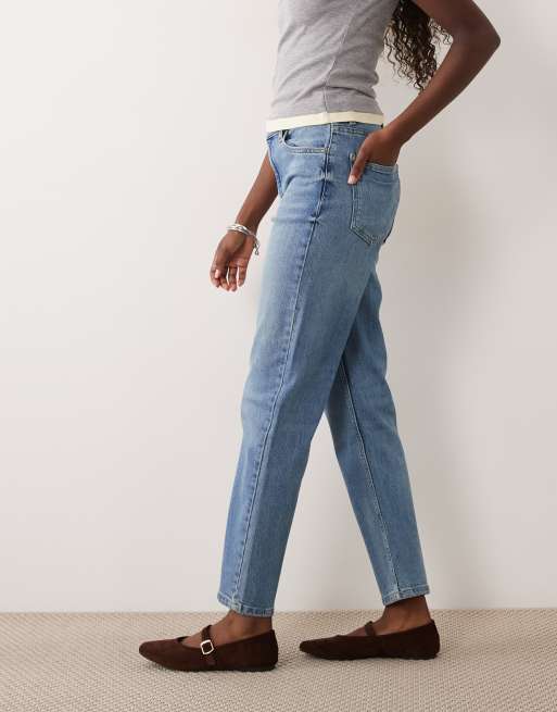 Mango Newmom relaxed mom jeans in light blue, 3 of 5