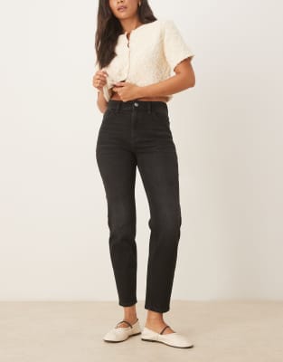 Mango Newmom Slim Mom Jeans In Black