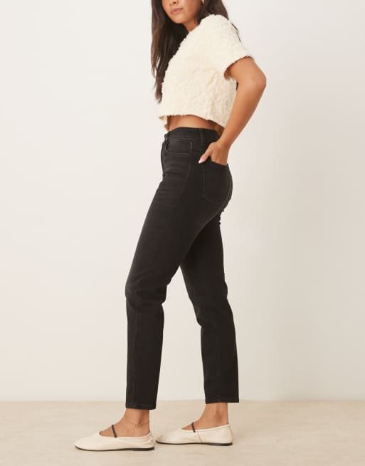 Mango Newmom slim mom jeans in black