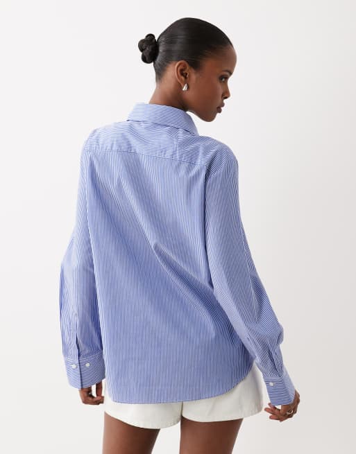 Mango – Niebieska klasyczna koszula w prążki, 4 z 4