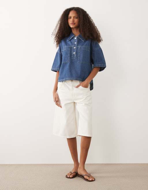 Mango – Niebieski top oversize z krótkimi rękawami, 2 z 4