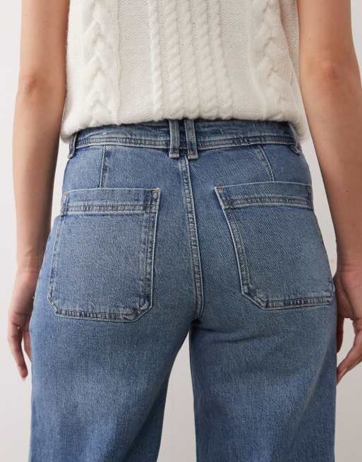 Mango – Niebieskie jeansy z szerokimi nogawkami, 4 z 5