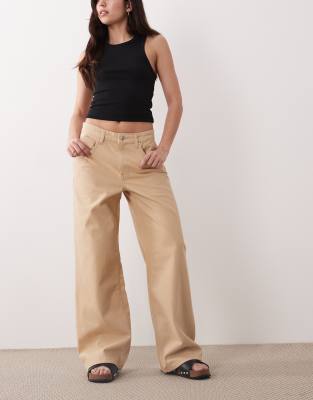 Mango Niki 100% cotton barrel jeans in pastel yellow