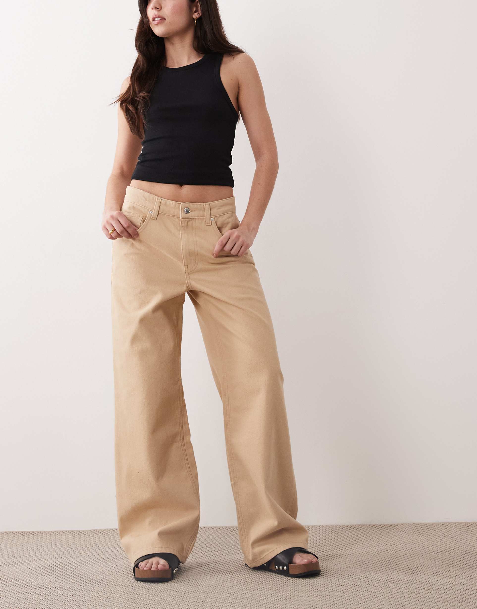 mango niki 100% cotton barrel jeans in pastel yellow