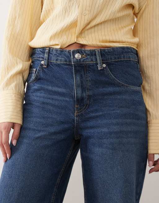 Mango Niki 100% cotton straight jeans in dark blue, 5 of 5
