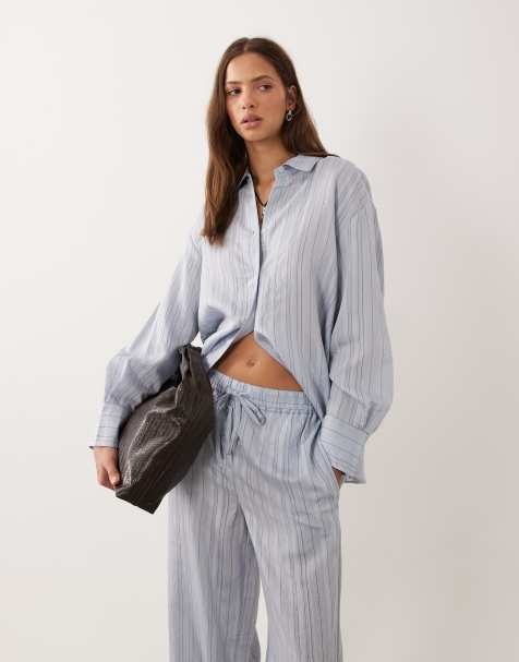 Mango - Nomol - Chemise oversize d'ensemble à rayures - Bleu - view 1