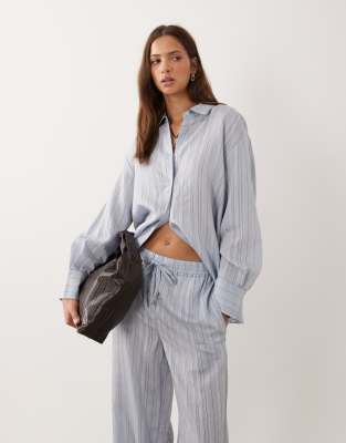 Mango Nomol Oversized Shirt Co-ord In Blue