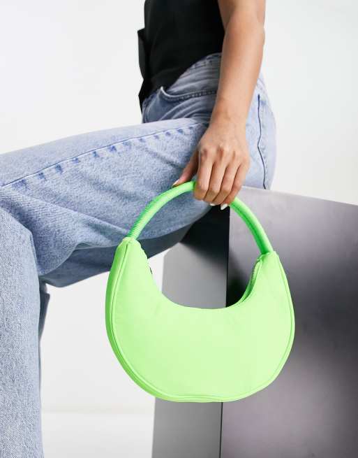 Mango nylon shoulder bag in bright lime green ASOS