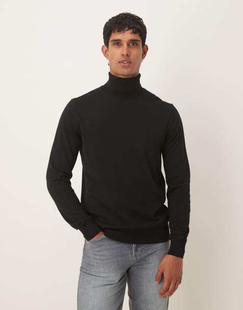 Mango – Oberteil aus Wollstrick in Schwarz mit Rollkragen - view 1