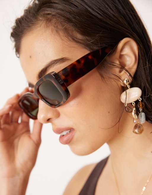 Mango Occhiali da sole tartarugati con montatura ampia ASOS