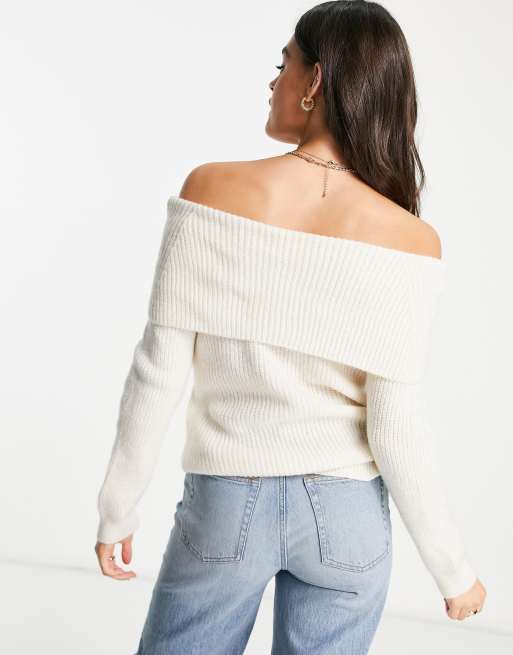 Cream off shoulder discount jumper