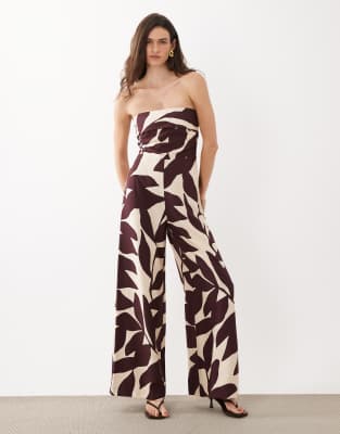 Mango Off Shoulder Jumpsuit In Blue