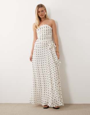 Mango Off Shoulder Maxi Dress In Neutral