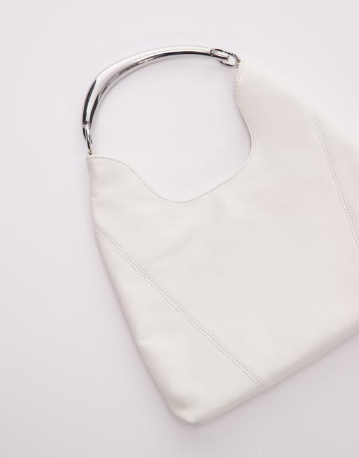 Mango - Offwhite skuldertaske i læder med hankdetalje i metal, 2 af 4