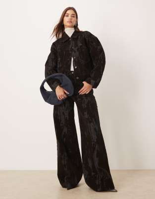 Mango Olimpia Cotton Mix Textured Straight Jeans In Brown