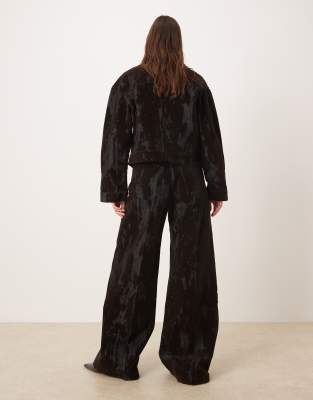 Mango Olimpia Cotton Mix Textured Straight Jeans In Brown