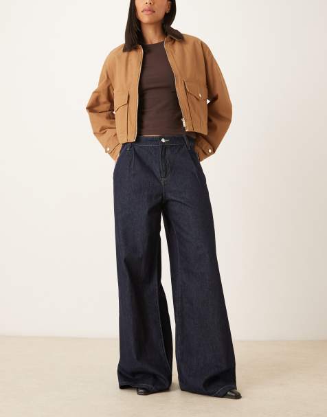 Mango Ona 100% cotton pleat front baggy jean in indigo - view 1