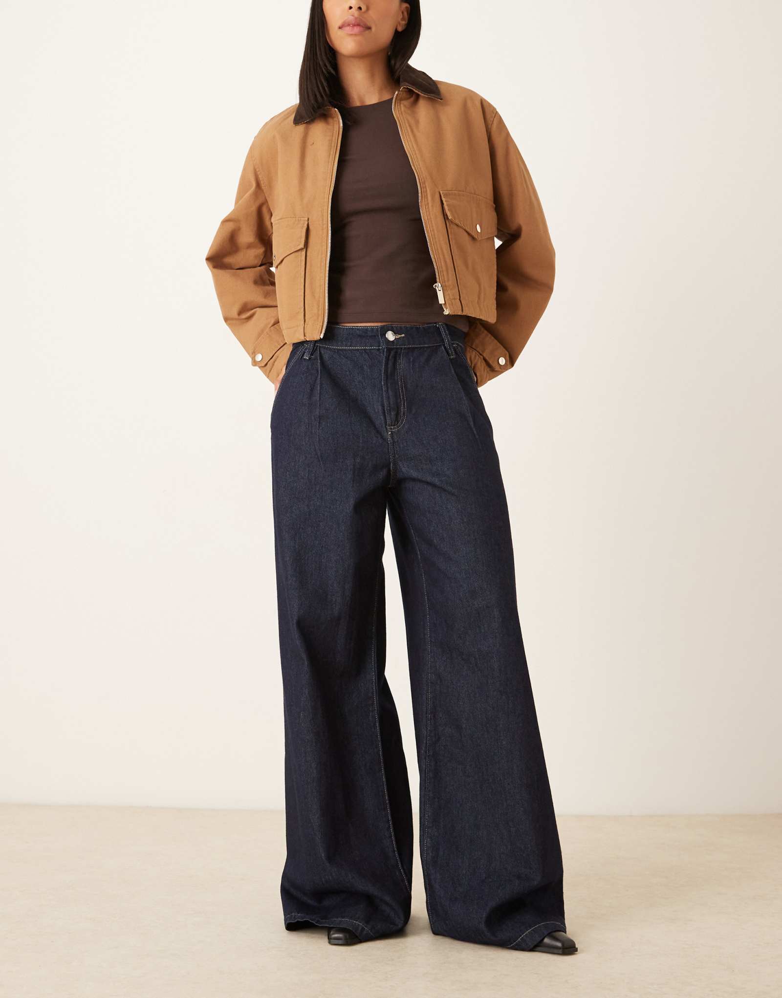 Мешковатые джинсы Mango Ona со складками спереди из 100% хлопка цвета индиго