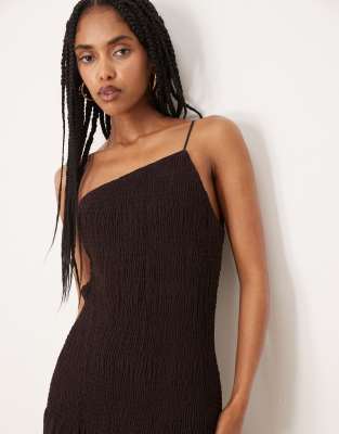 Mango One Shoulder Bias Chiffon Slip Dress