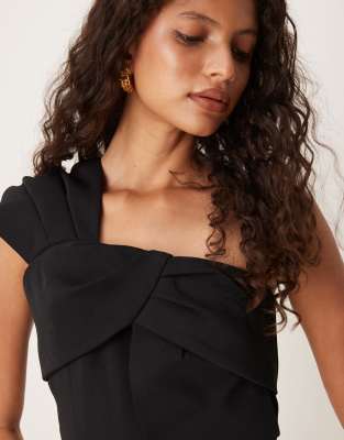 Mango One Shoulder Bow Jumpsuit