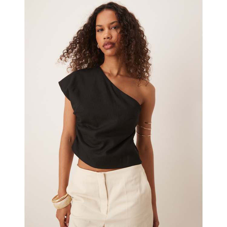 【WOOHWA】STRAP SIDE SHOULDER TOP one shoulder strap top – Susana Monaco‎