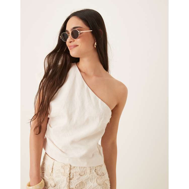 pois one shoulder blouse 【white】 Sサイズ pois one shoulder blouse 【white】