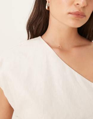 Mango One Shoulder Cinched Waist Top