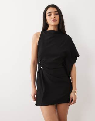 princess polly baby blue dress Linen A Line Mini Dress | Black