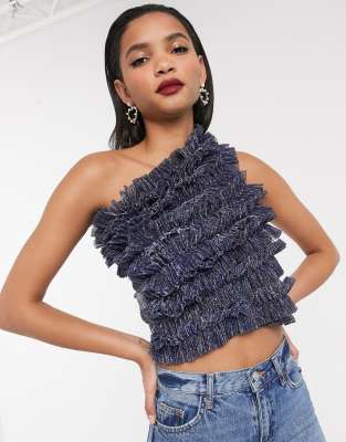 one shoulder ruffle blouse