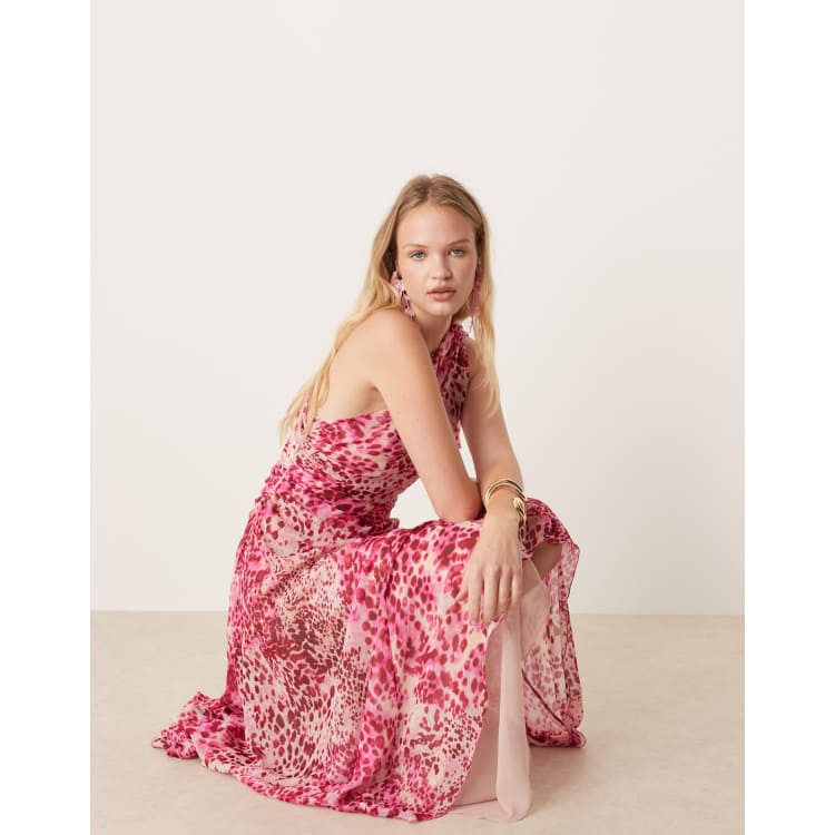 mango pink leopard print dress MANGO - Asymmetrical animal-print dress Fuchsia