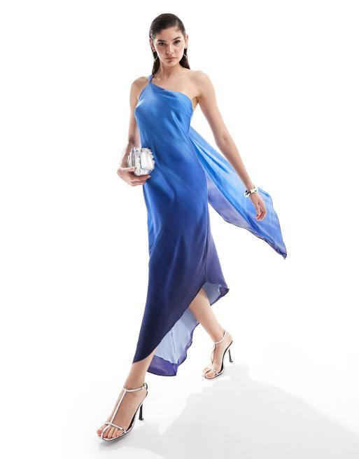 Blue one shoulder dress sale