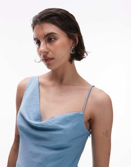 mango light blue dress MANGO - Ruched linen Dress Sky Blue