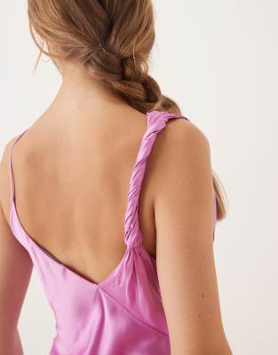 Mango One Shoulder Satin Midi Dress With Side Split