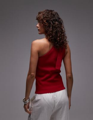 Mango One Shoulder Tie Knit Top
