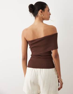 Mango One Shoulder Top In Multi