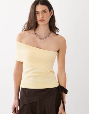 Mango One Shoulder Top In Multi