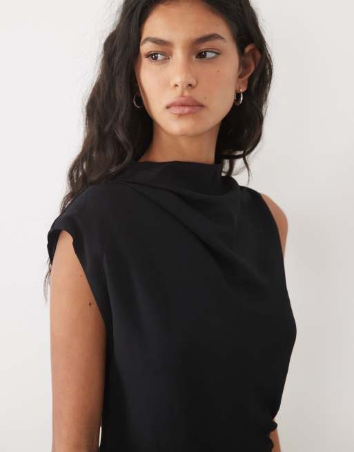 Mango One-Shoulder-Träger-Jumpsuit mit Gürtel in Schwarz, 3 von 4