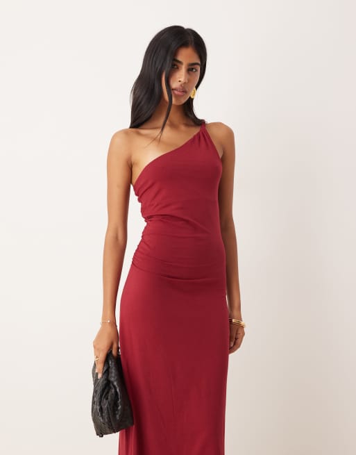 open lace back dress TWISTED ONE SHOULDER DRESS
