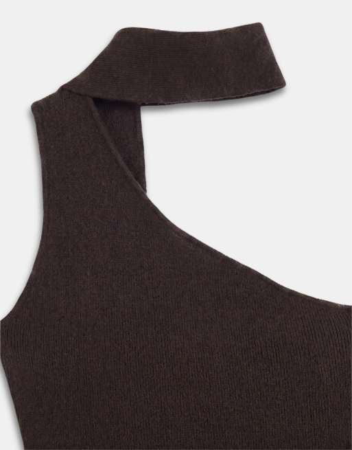 Mango oneshoulder-minikjole med tørklæde i brun, 7 af 7