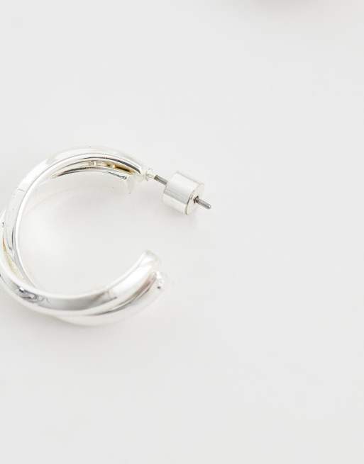 Mango - Oorknopjes met gekruist ontwerp in zilver, 4 van 4