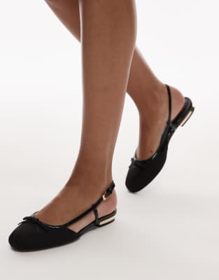 Shop Mango Open Back Ballet Pumps In Black