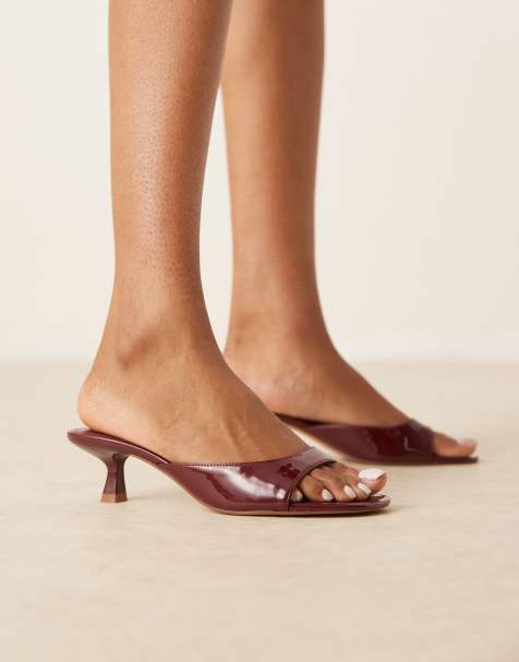 Mango open back kitten heel sandals in cherry red - view 1