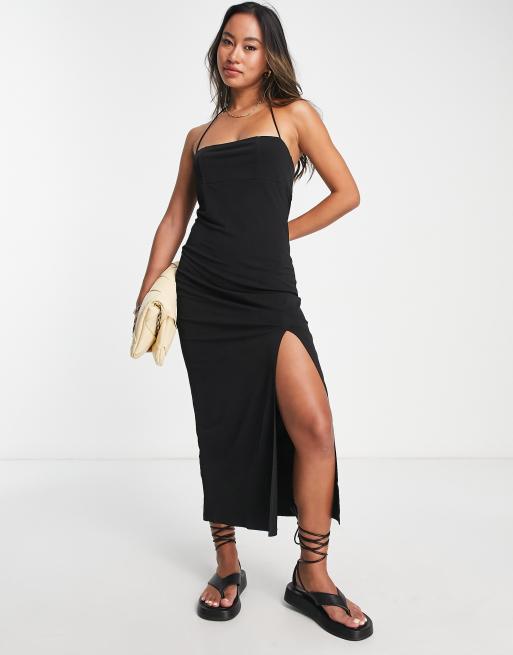 Mango black midi sales dress