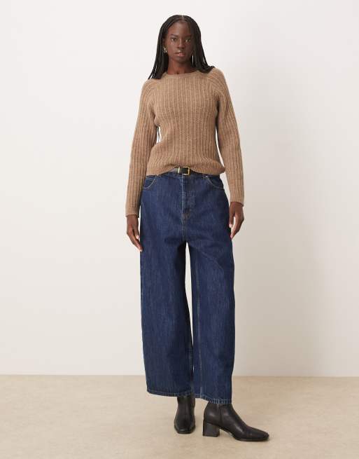 Mango open knit sweater in light brown, 2 of 4