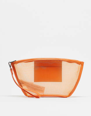 Mango – Orange sminkväska i mesh