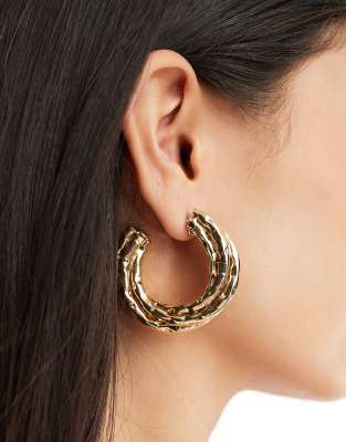 Orecchini Pendenti Con Catena Rolo E Cuori Piatti Martellati In ARGENTO 925 Galvanica Oro