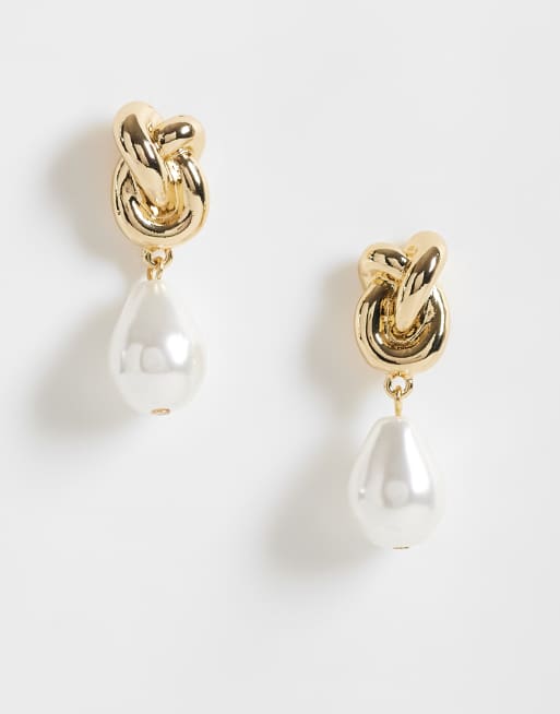 Mango orecchino pendente con nodo color oro, 1 di 4