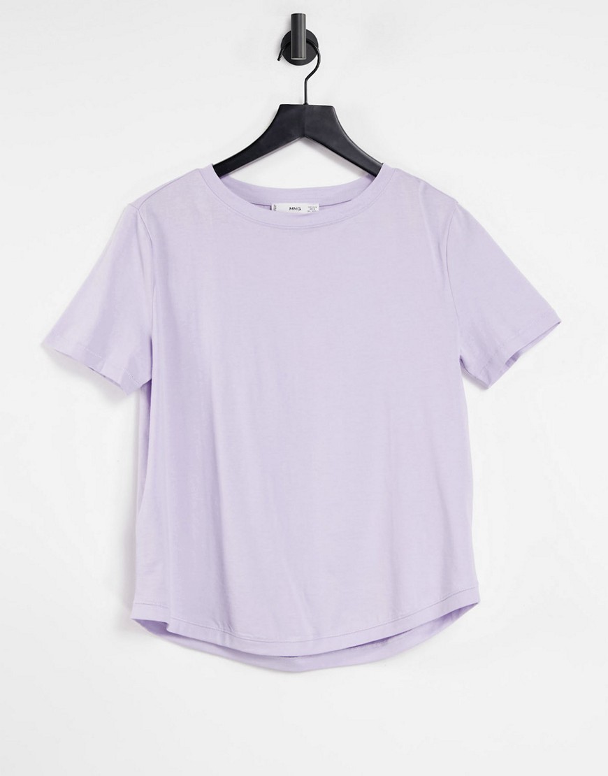 Mango organic cotton crew neck T-shirt in lilac-Purple